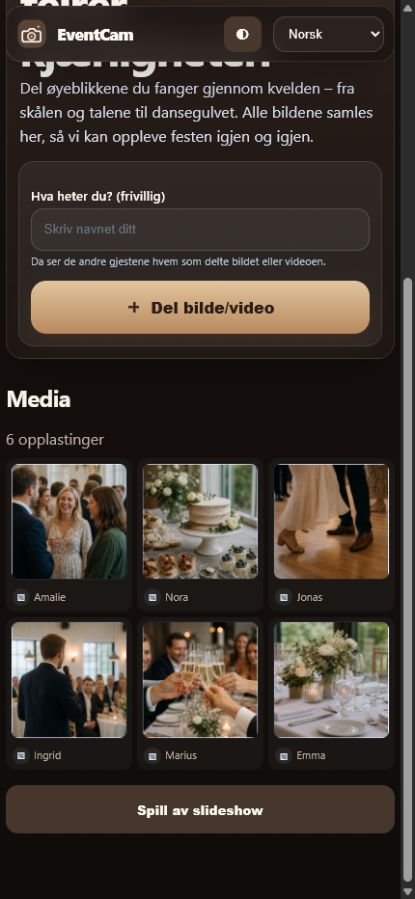 Skärmbild av EventCam livegalleri